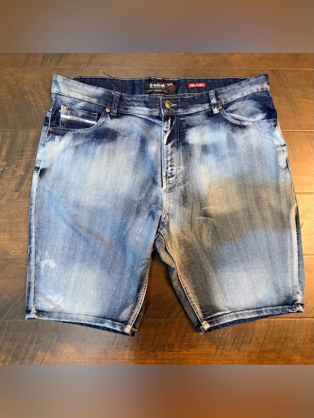Ecko Unlimited Men's Light Blue Distressed Denim Shorts